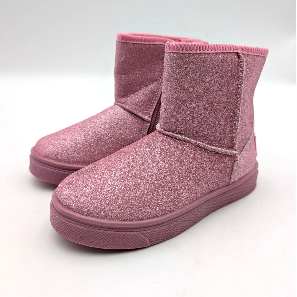 Oomphies Frost Zip-Up Ankle Boots Round Toe Kids' Pink Glitter Size US9C EU25